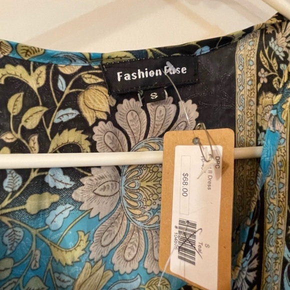 Fashion Fuse boho top/dress; multi color (mostly blues and golds); size small - Picture 3 of 4